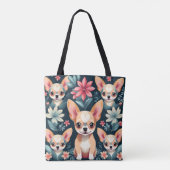 Bloemen Chihuahua Pet Tote Bag (Achterkant)