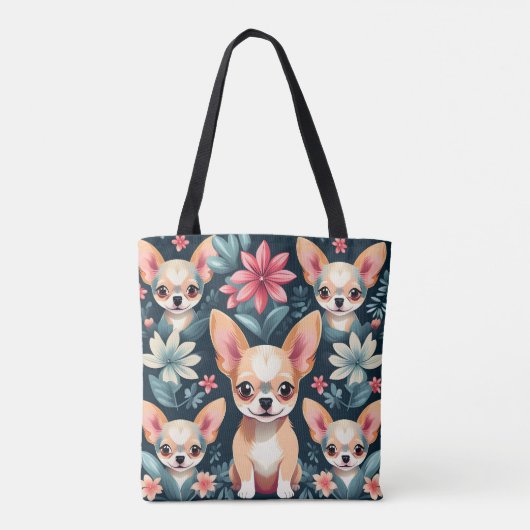 Bloemen Chihuahua Pet Tote Bag (Achterkant)