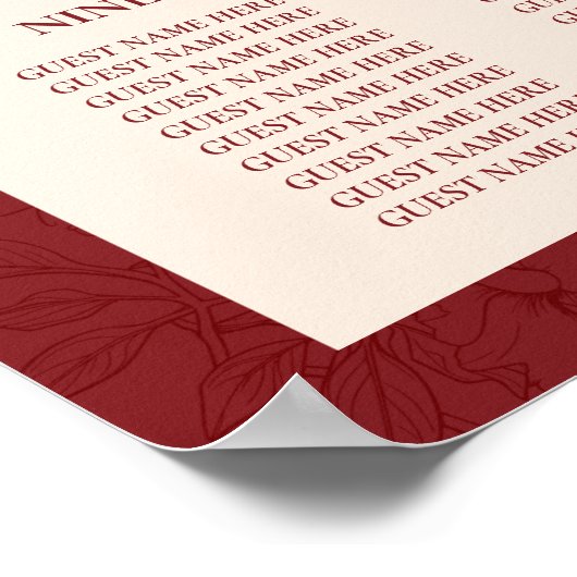 Bloemen Chinees Bruiloft 12 Tafel Zitkaarten Poster (Hoek)