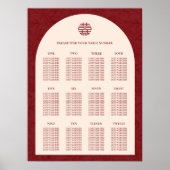 Bloemen Chinees Bruiloft 12 Tafel Zitkaarten Poster (Voorkant)