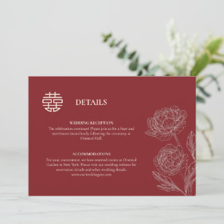 Bloemen Chinees Bruiloft Details Behuizing Kaart