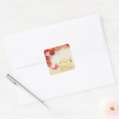 Bloemen Chinees goud Papier gesneden Ox 2021 SqS Vierkante Sticker (Envelop)