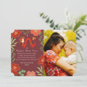 Bloemen Chinees Nieuwjaar Dragon foto vakantie Feestdagenkaart (Staand voorkant)