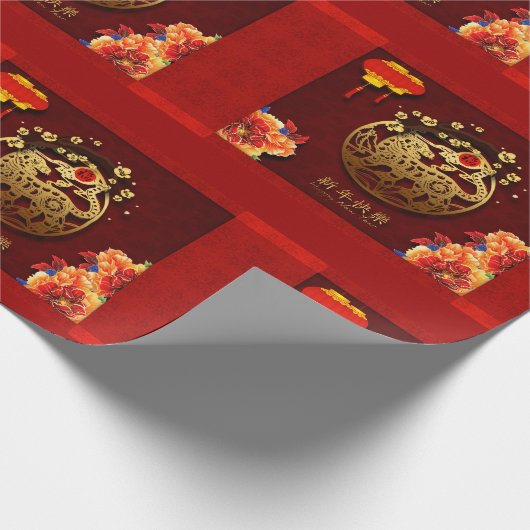 Bloemen Chinese Tiger Year paper cut WP Wrapping P Cadeaupapier (Hoek)