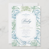  Bloemen Chinoiserie Baby shower Kaart (Voorkant)