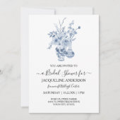  Bloemen Chinoiserie Blauw Vrijgezellenfeest Kaart (Voorkant)