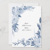  Bloemen Chinoiserie Blauw Vrijgezellenfeest Kaart (Achterkant)