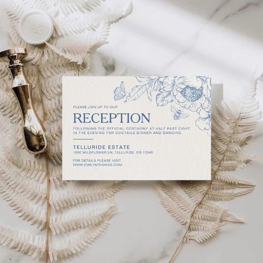 Bloemen Chinoiserie bruiloft receptie behuizing Informatiekaartje