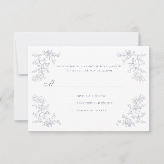  Bloemen Chinoiserie Lijst Bruiloft RSVP Kaartje (Voorkant)