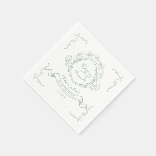  bloemen Chinoiserie Toile Rocking horse Servet (Hoek)