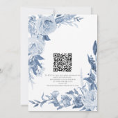 Bloemen Chinoiserie Wit en Blauw Bruiloft Kaart (Achterkant)