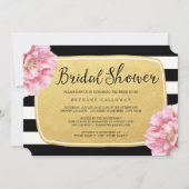 Bloemen Chique Bruids Douche Uitnodiging / Goud (Voorkant)