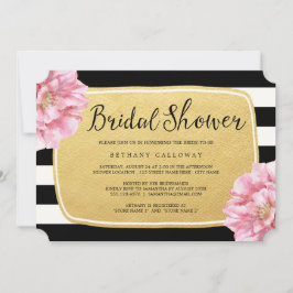 Bloemen Chique Bruids Douche Uitnodiging / Goud