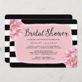 Bloemen Chique Bruidsdouche uitnodiging / roze (Voorkant / Achterkant)