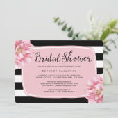 Bloemen Chique Bruidsdouche uitnodiging / roze (Staand voorkant)