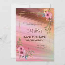 Bloemen chique bruiloft uitnodiging