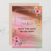 Bloemen chique bruiloft uitnodiging (Voorkant / Achterkant)