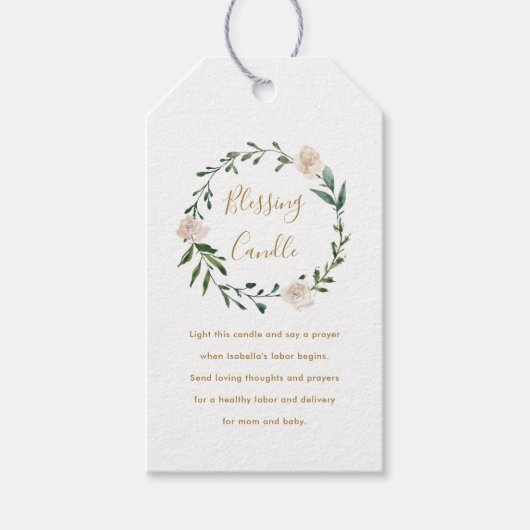 Bloemen Christelijk Zegen Kaars Gebed Aanvraag Cadeaulabel (Voorkant)