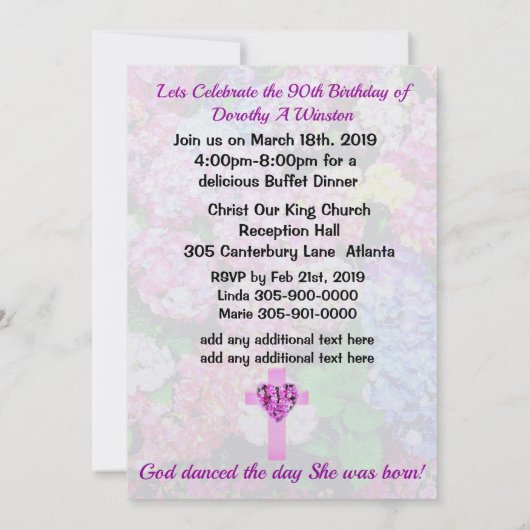  BLOEMEN CHRISTELIJKE 90E VERJAARDAG UITNODIGING (Achterkant)