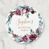 Bloemen Christelijke Moeder en Baby Zegen Feest Bedankjes Labels (Achterkant)