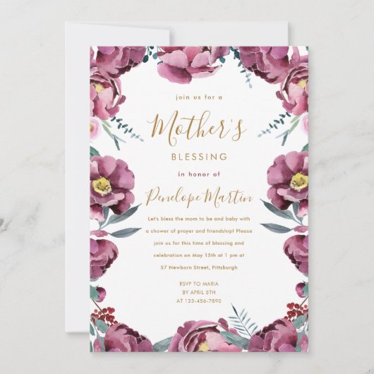 Bloemen Christelijke Moeder en Baby Zegen Feest Kaart (Voorkant)