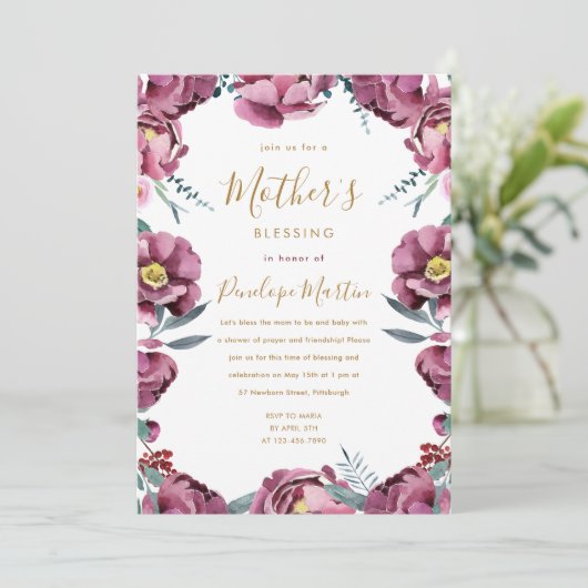 Bloemen Christelijke Moeder en Baby Zegen Feest Kaart (Staand voorkant)