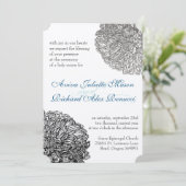  Bloemen Chrysanthemum Grijs en Blauw Kaart (Staand voorkant)