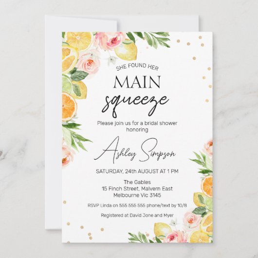 Bloemen Citrus gevonden belangrijkste knijpen Vrij Kaart (Voorkant)