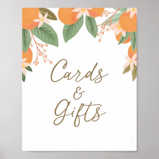 Bloemen Citrus Kaarten en geschenken teken Poster (Voorkant)