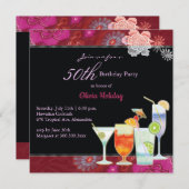 Bloemen Cocktails 50ste verjaardag Kaart (Voorkant / Achterkant)