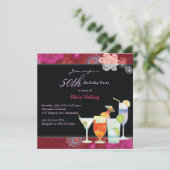 Bloemen Cocktails 50ste verjaardag Kaart (Staand voorkant)