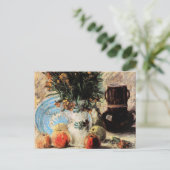Bloemen, Coffeepot en Fruit door Vincent van Gogh Briefkaart (Staand voorkant)