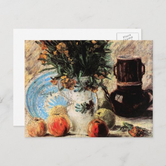 Bloemen, Coffeepot en Fruit door Vincent van Gogh Briefkaart (Voorkant / Achterkant)