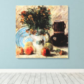 Bloemen, Coffeepot en Fruit door Vincent van Gogh Canvas Afdruk (Insitu (Houten vloer))