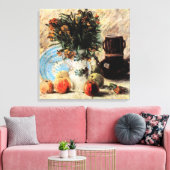 Bloemen, Coffeepot en Fruit door Vincent van Gogh Canvas Afdruk (Insitu (Woonkamer))