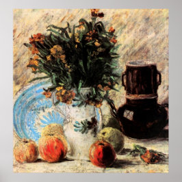 Bloemen, Coffeepot en Fruit door Vincent van Gogh Poster