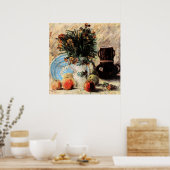 Bloemen, Coffeepot en Fruit door Vincent van Gogh Poster (Keuken)