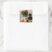 Bloemen, Coffeepot en Fruit door Vincent van Gogh Vierkante Sticker (Tas)
