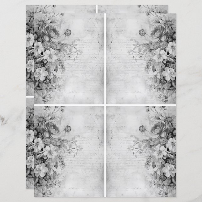 Bloemen  Collage 1b 1 van 4 Zwart-wit (Voorkant / Achterkant)