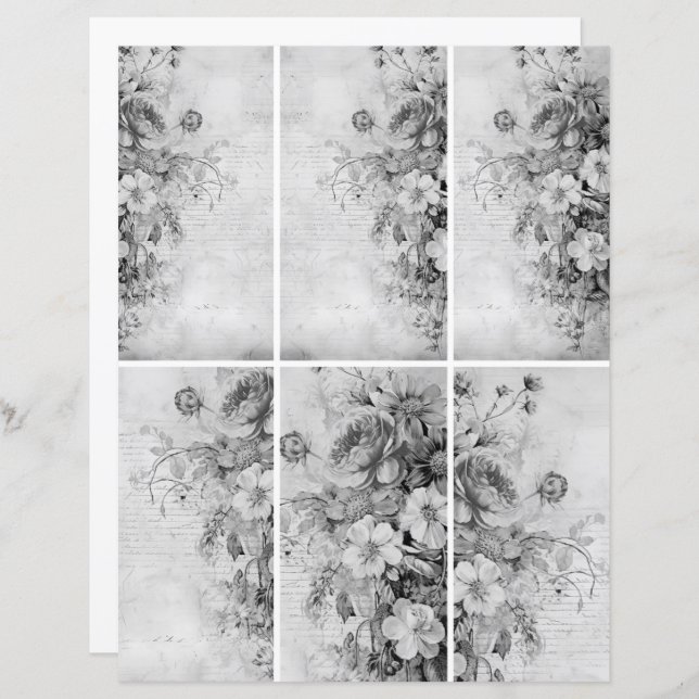 Bloemen  Collage 1b 3 van 4 Zwart-wit (Voorkant / Achterkant)