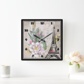  bloemen, collage en elastiektoren vierkante klok (Huis)