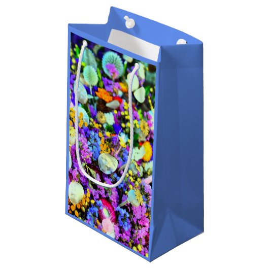 Bloemen collage kleurrijk klein cadeauzakje (Voorkant Gekanteld)