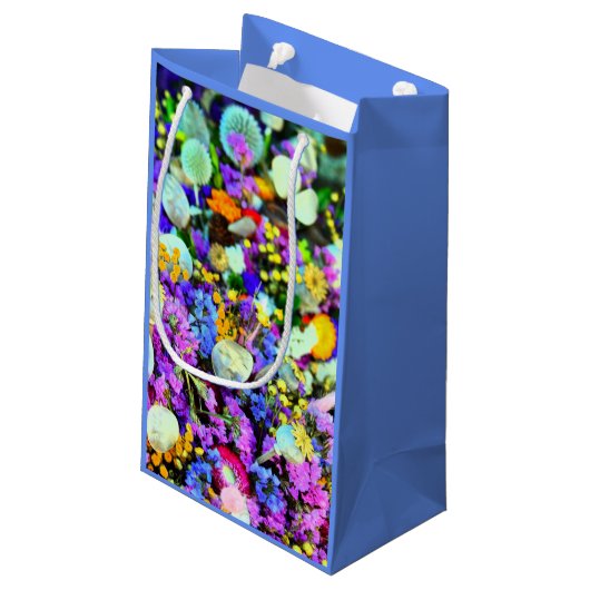 Bloemen collage kleurrijk klein cadeauzakje (Achterkant Gekanteld)