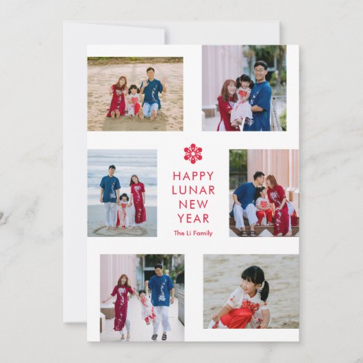 Bloemen Collage Maan Nieuwjaar Chinees Nieuwjaar Feestdagenkaart (Voorkant)