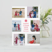 Bloemen Collage Maan Nieuwjaar Chinees Nieuwjaar Feestdagenkaart (Staand voorkant)