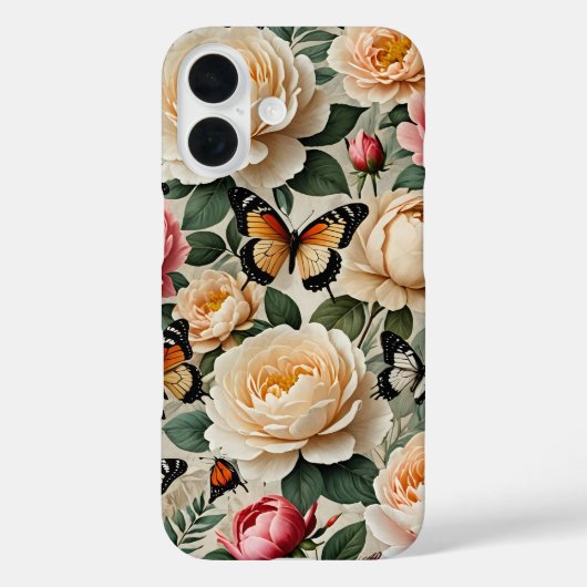 Bloemen Collage Met Vlinders En Rozen Case-Mate iPhone Case (Achterkant)