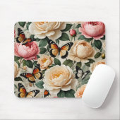 Bloemen Collage Met Vlinders En Rozen Muismat (Met muis)