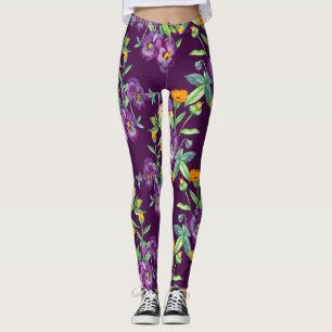 Bloemen collage, naadloos patroon, abstract digita leggings