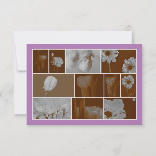 Bloemen Collage op Lavendel Wenskaart (Voorkant)