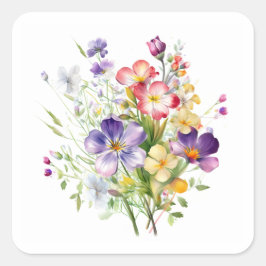 bloemen collectie vierkante sticker
